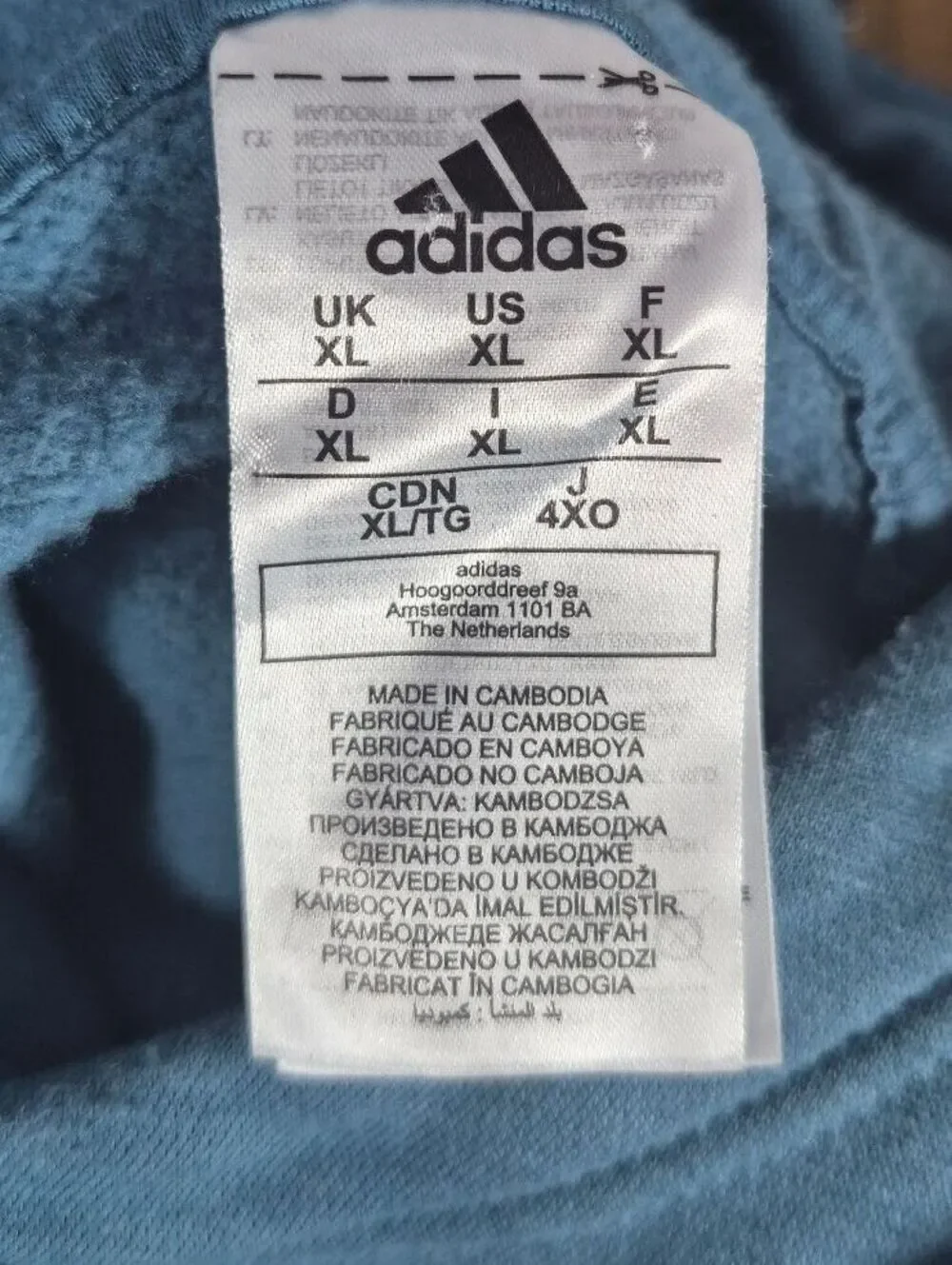 Adidas XL Orbit Indigo All Over Logo Fleece Hoodie